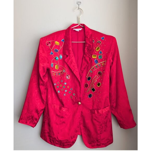 Vintage Jackets & Blazers - Vintage Simply Tops Bejewelled Maximalism 80s Blazer